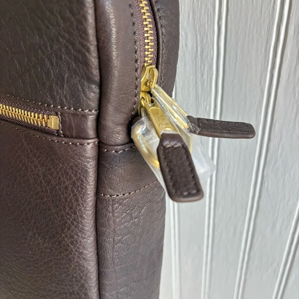 Mark & Graham Harvey Leather Briefcase Bag Dark Brown Laptop Pocket NEW gift